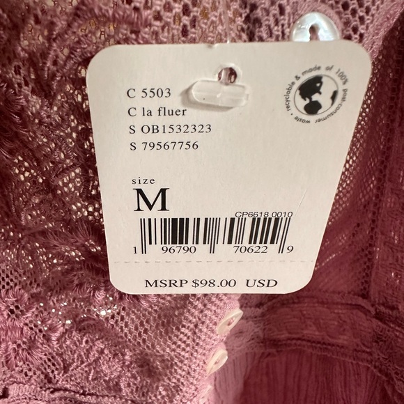 NWT Free People Still The One Lace Trim Cotton Bodysuit in La Fluer color Size M - Picture 7 of 11